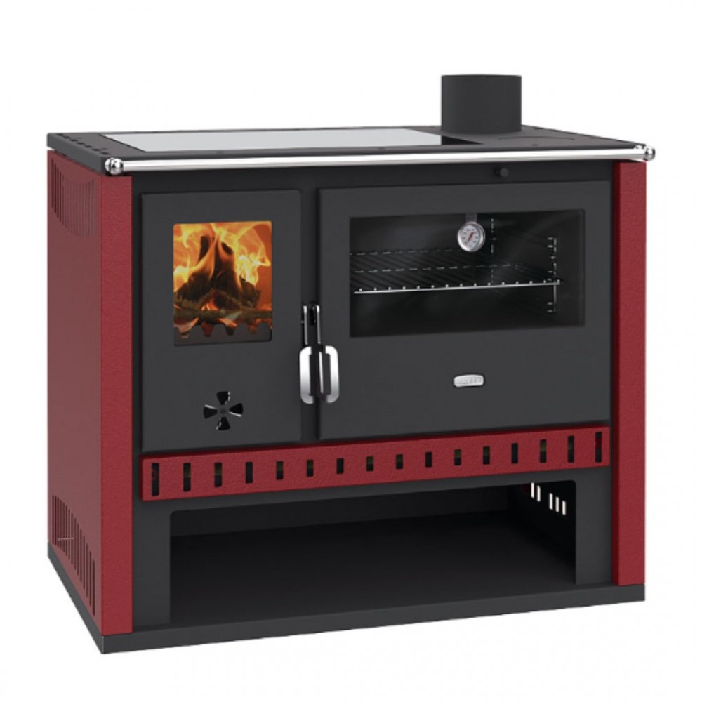 Hout fornuis Prity GT Rood, met glaskeramische hop, 15 kW | Hout fornuis | Hout |