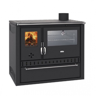 CV Hout fornuis Prity GT W10 Zwart, met roestvrijstalen oven, stalen kookplaat en lade, 13,3 kW - Productenvergelijking