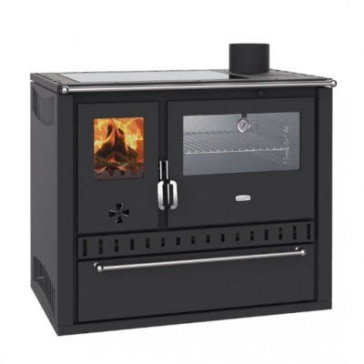 CV Hout fornuis Prity GT W10 Zwart, met roestvrijstalen oven, keramische kookplaat en lade, 13,3 kW - Productenvergelijking