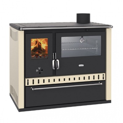 CV Hout fornuis Prity GT W10 Ivoor, met roestvrijstalen oven, stalen hop en lade, 13,3 kW - Productenvergelijking