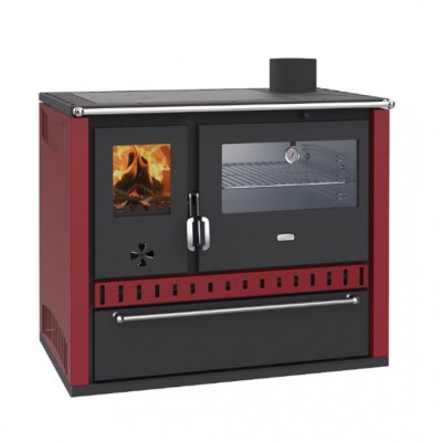 CV Hout fornuis Prity GT W10 Rood, met roestvrijstalen oven, stalen hop en lade, 13,3 kW - Productenvergelijking