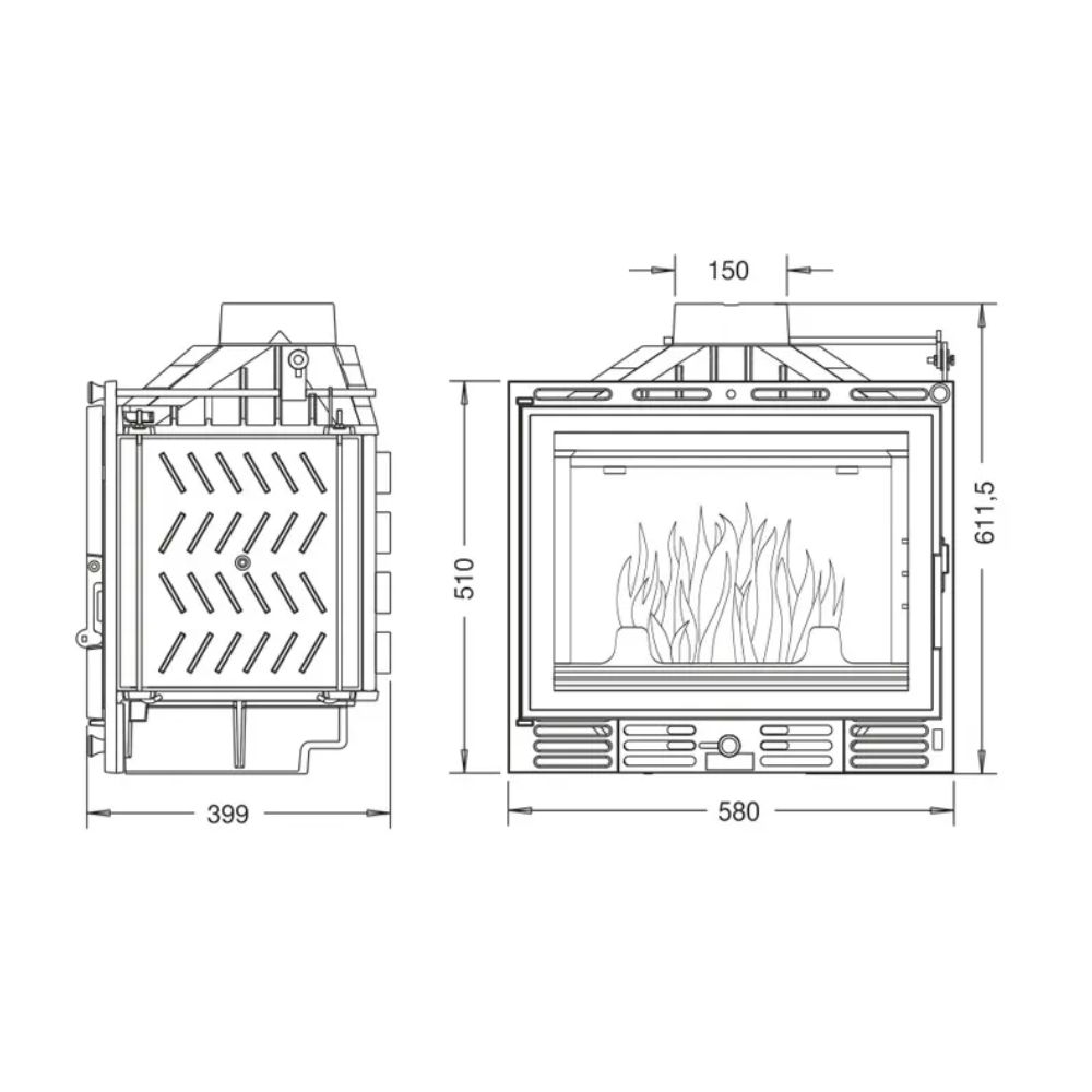 Inbouw haard UNIFLAM 600 PLUS ECO met klep en luchttoevoer, 8 kW | Inzethaarden / Inbouwhaarden | Haarden |