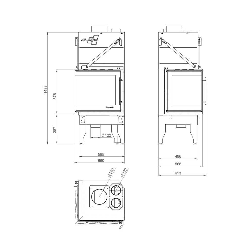 Inbouw haard UNIFLAM 660 DURO met luchtkanalen en luchttoevoer, linkerzijde, 10 kW | Moderne haarden | Haarden |