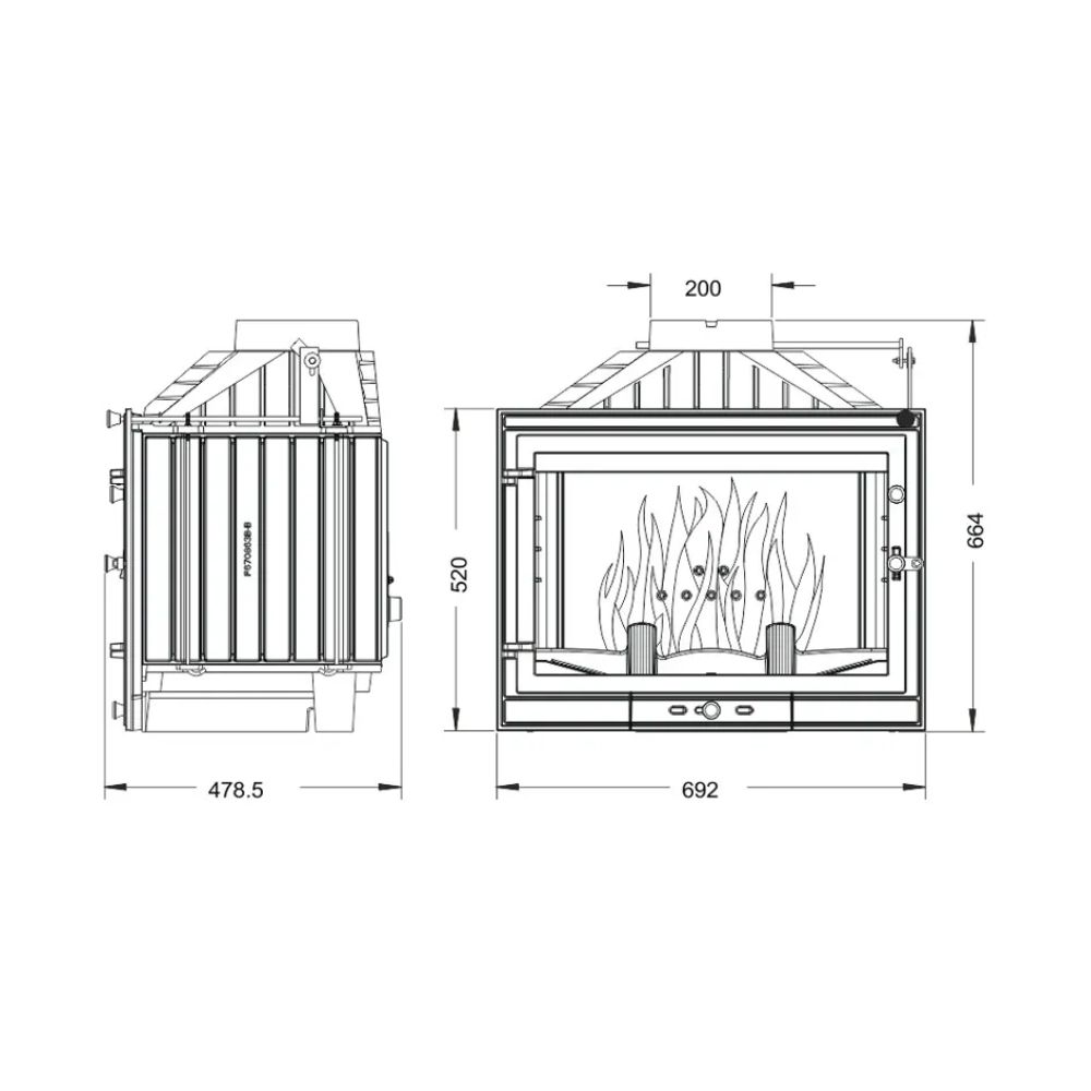 Inbouw haard UNIFLAM 700 STANDARD ECO met klep en luchttoevoer, 10 kW | Gietijzeren haarden | Haarden |
