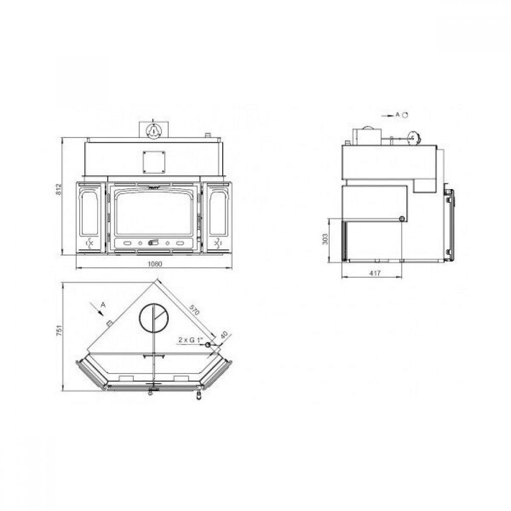 CV inbouwhaard gietijzeren Prity ATC W20, 26.1kw | CV inbouwhaarden | Haarden |