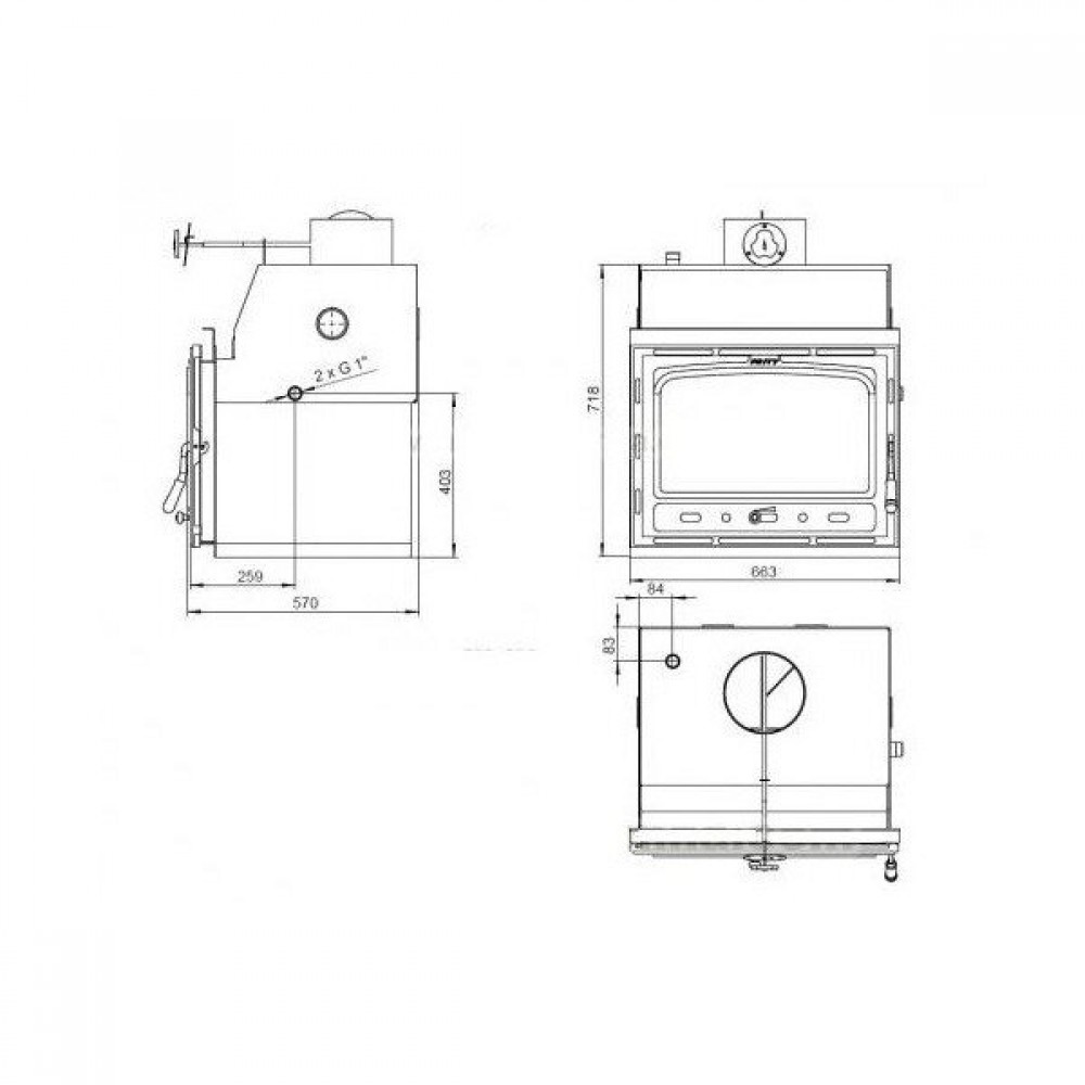 CV inbouwhaard gietijzeren Prity C W18, 23.5kw | CV inbouwhaarden | Haarden |
