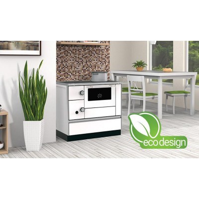 Hout fornuis Alfa Plam Alfa 90 H Favorit Wit, 6.4kW - Hout fornuis