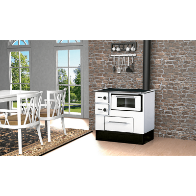 Hout fornuis Alfa Plam Regular 46 Wit, 5kW - Hout fornuis