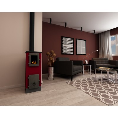Houtkachel Alfa Plam Vulkan S Rood, 4kW  - Productenvergelijking