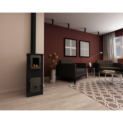 Houtkachel Alfa Plam Vulkan S  Antraciet, 4kW - Productenvergelijking