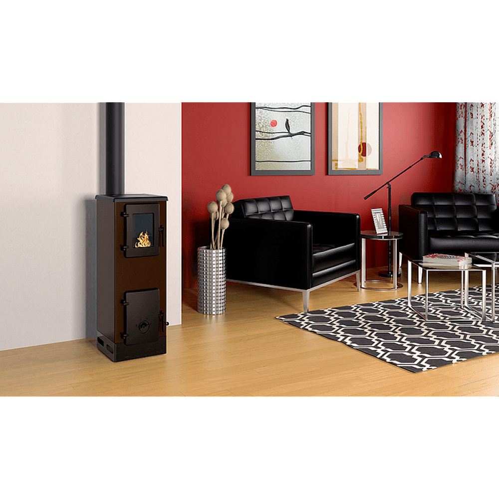 Houtkachel Alfa Plam Vulkan S Bruin, 4kW | Air houtkachels | Houtkachels |