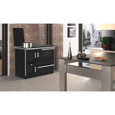 Hout fornuis met CV Alfa Plam Alfa Term 35 Anthracite, 32kW - Hout fornuis