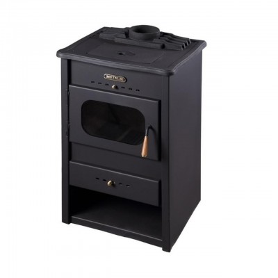 Houtkachel Metalik met massief gietijzeren blad, 9.6 kW - 