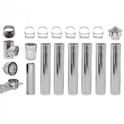 Rookkanaal set, Roestvrij staal Geïsoleerd Ф130 (binnendiameter), 7,7m - Productenvergelijking