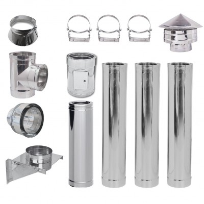 Rookkanaal set, Roestvrij staal Geïsoleerd Ф130 (binnendiameter), 4,7m - Productenvergelijking