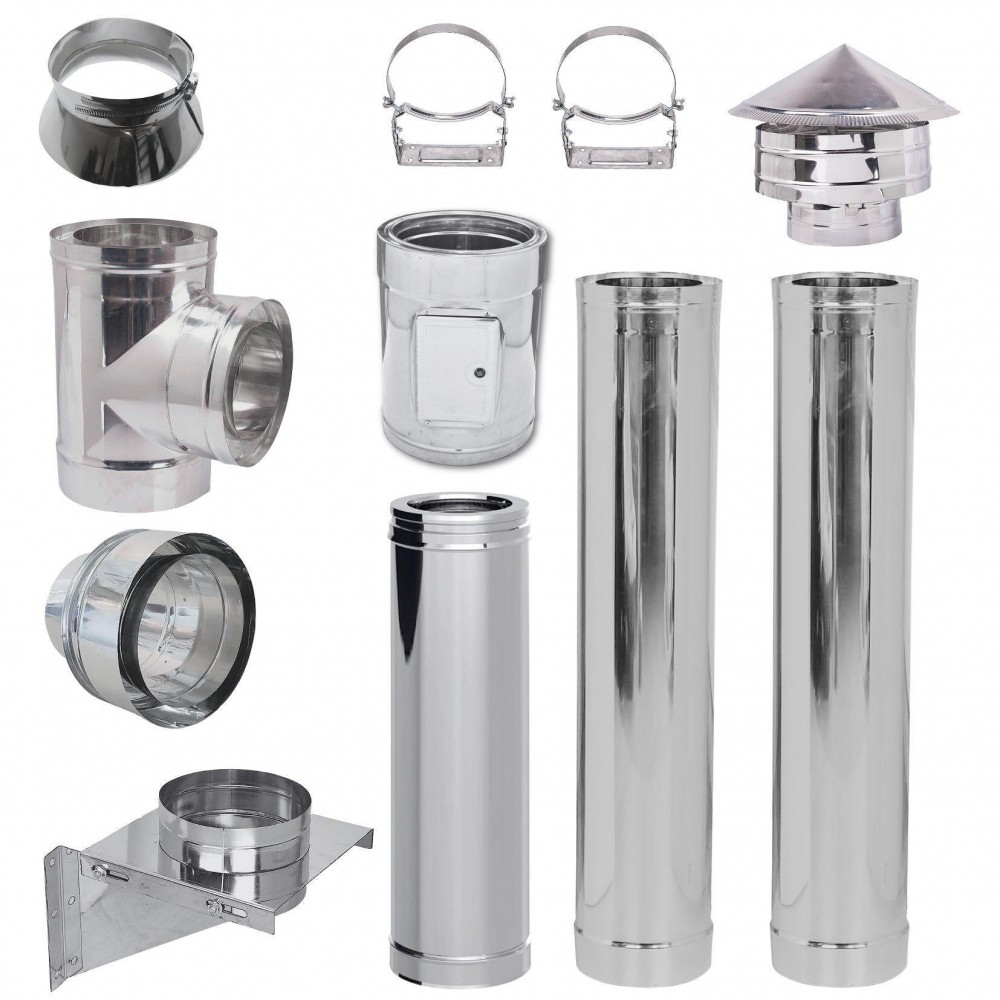 Rookkanaal set, Roestvrij staal Geïsoleerd Ф130 (binnendiameter), 3,7m-11,7m | Rookkanaal sets | Schoorstenen |