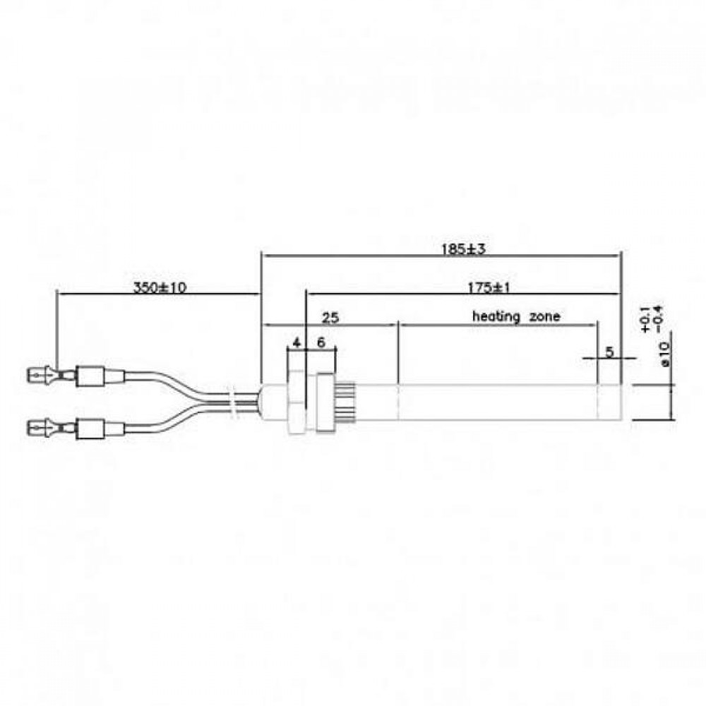 Gloeibougie pelletkachel BURNiT, Piazzetta, Karmek, MCZ, Ungaro, Superior, Cadel en anderen, totale lengte 185 mm, 350W | Gloeibougie voor pelletkachel | Pelletkachel onderdelen |