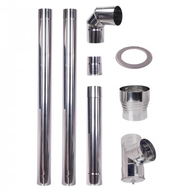 Rookkanaal set, voor pelletkachel, roestvrij staal AISI 304, 100-130 mm - Rookkanaal sets