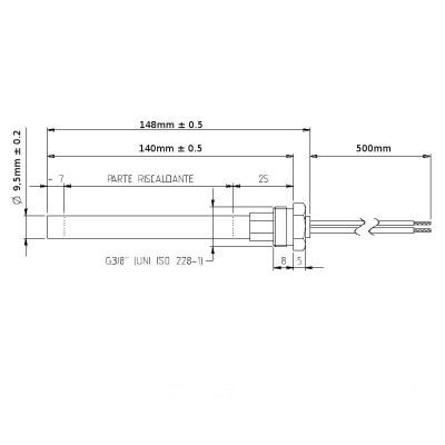 Gloeibougie pelletkachel MCZ, RED en anderen, totale lengte 148mm, 350W - Productenvergelijking
