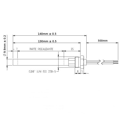 Gloeibougie pelletkachel Adler, AMG, BURNiT, Calecosol, Ecoteck, Emaflam, Kalideal, Kalor, Piazzetta, Qlima, Ravelli, Xiang en anderen, totale lengte 140 mm, 270W - Pelletkachel onderdelen