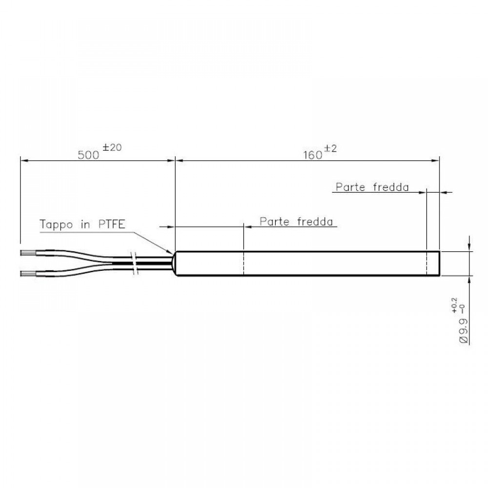 Gloeibougie pelletkachel Ecoteck, Italcalor, La Nordica, Ravelli, Sicalor en anderen, totale lengte 160mm, 300W | Gloeibougie voor pelletkachel | Pelletkachel onderdelen |