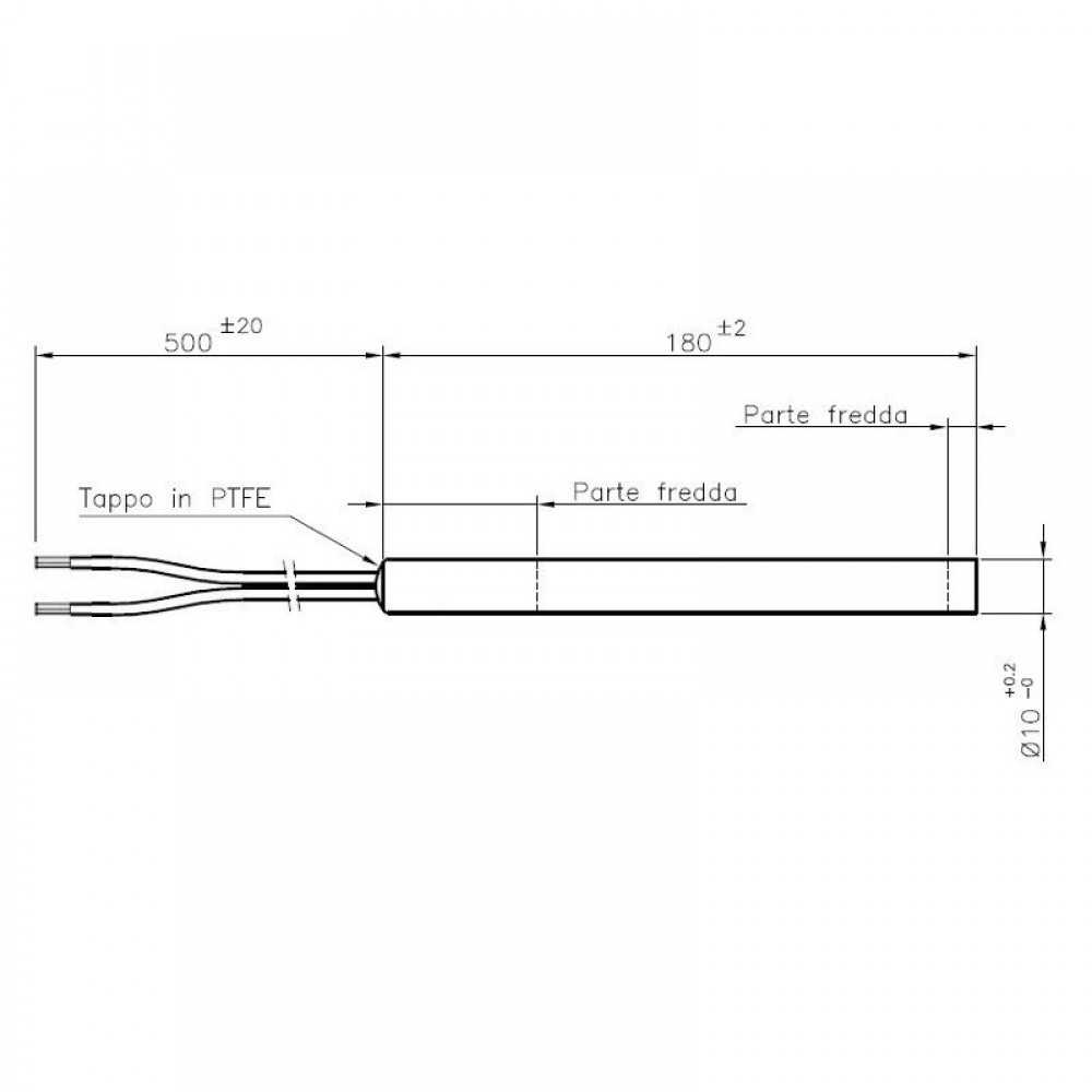 Gloeibougie pelletkachel Caminetti Montegrappa en anderen, totale lengte 180mm, 320W | Gloeibougie voor pelletkachel | Pelletkachel onderdelen |