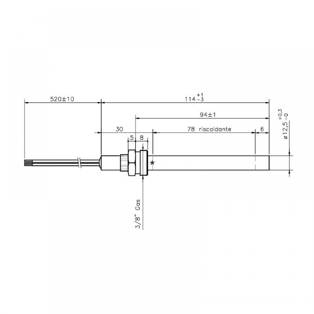 Gloeibougie pelletkachel Ecoteck, Ravelli en anderen, totale lengte 114mm, 250W | Gloeibougie voor pelletkachel | Pelletkachel onderdelen |