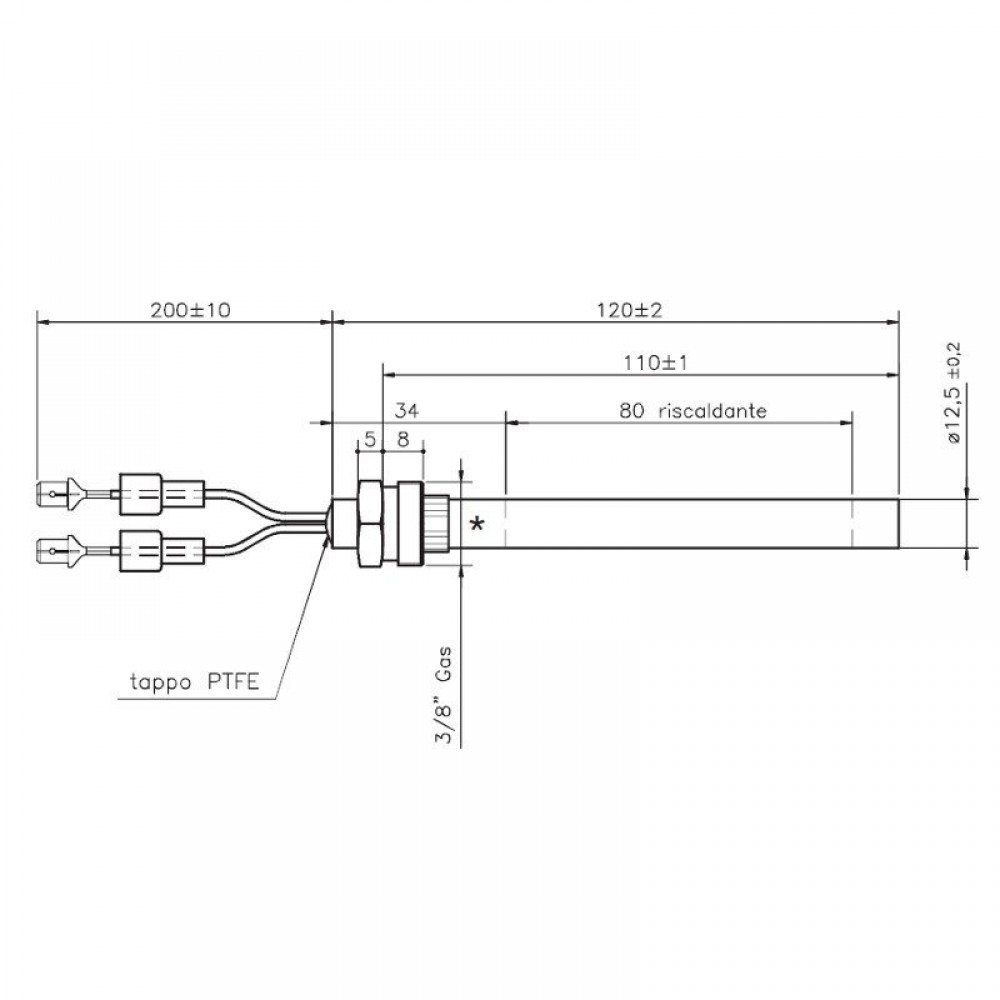 Gloeibougie pelletkachel Girolami, totale lengte 120mm, 235W | Gloeibougie voor pelletkachel | Pelletkachel onderdelen |