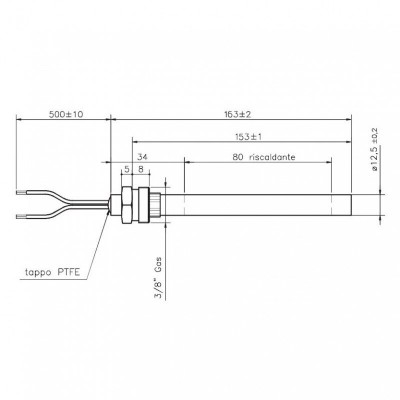 Gloeibougie pelletkachel Pyros, Naturaline, Whitfield en anderen, totale lengte 163mm, 330W - x2 - Gloeibougie voor pelletkachel