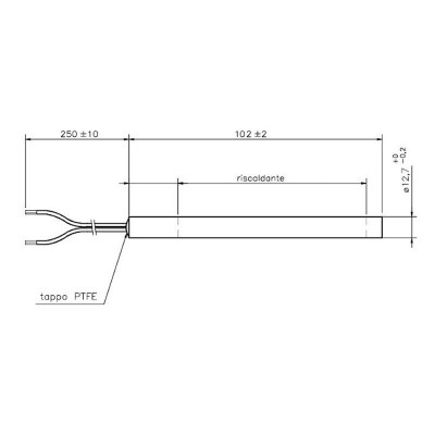Gloeibougie pelletkachel Arce, Cadel, Eurofiamma, Eurosteack en anderen, totale lengte 101mm, 300W - Pelletkachel onderdelen