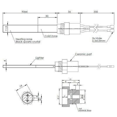 Laagspanning gloeibougie pelletkachel Eco Spar, BURNiT, Adler, AMG, Ecoteck en anderen, totale lengte 126mm, 120W tot 24V - Gloeibougie voor pelletkachel
