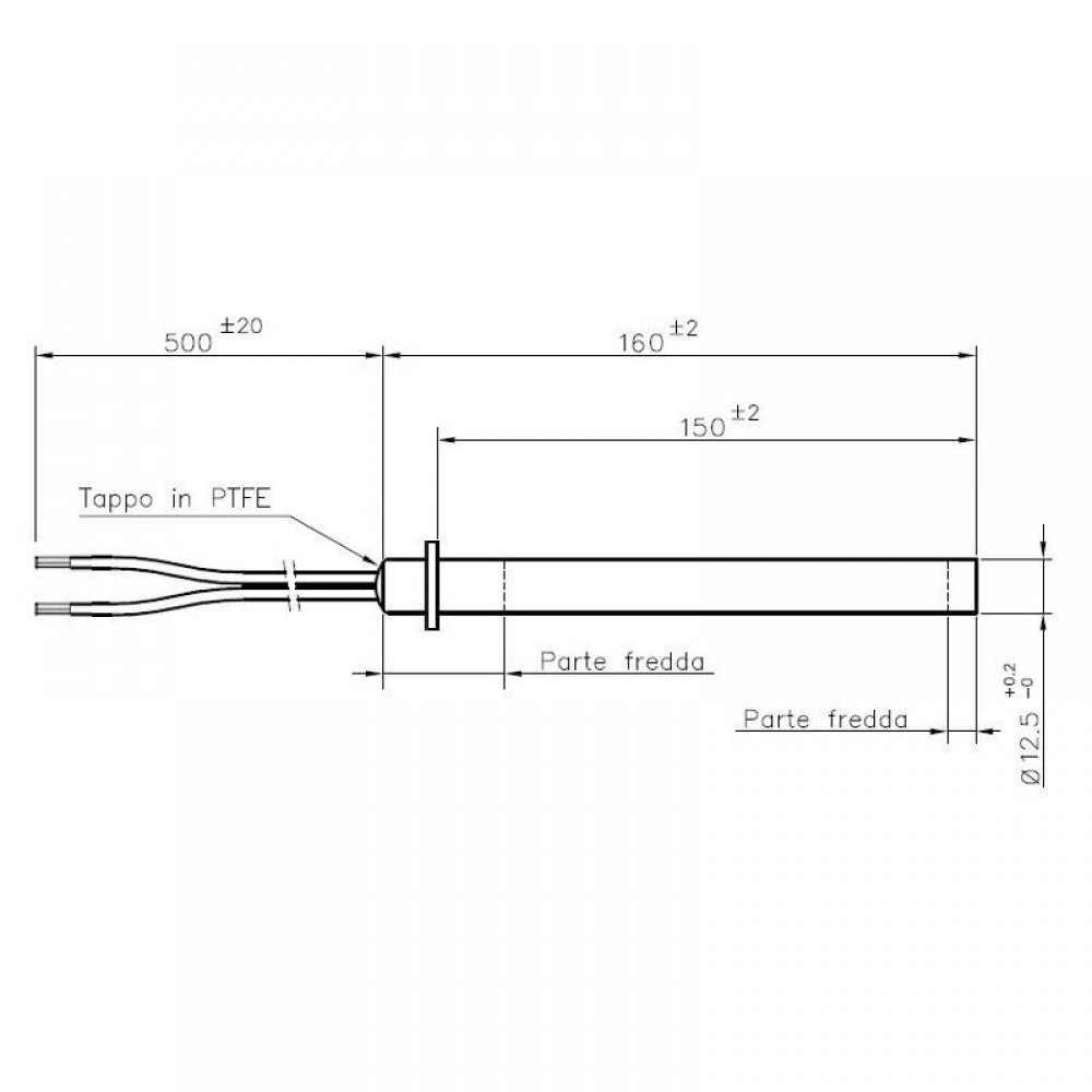 Gloeibougie pelletkachel Alfa Plam, Palazzetti, Biasi, Olimpia Splendid, Olsberg Libera, Royal en anderen, Thermorossi en andere, totale lengte 160mm, 350W | Gloeibougie voor pelletkachel | Pelletkachel onderdelen |