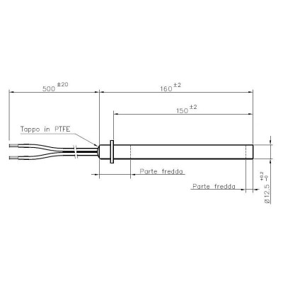 Gloeibougie pelletkachel Alfa Plam, Palazzetti, Biasi, Olimpia Splendid, Olsberg Libera, Royal en anderen, Thermorossi en andere, totale lengte 160mm, 350W - Pelletkachel onderdelen