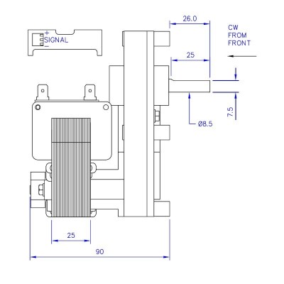 Vijzelmotor pelletkachel Mellor FB1324, 2RPM voor Caminetti Montegrappa, Edilkamin en anderen - Vijzelmotor voor pelletkachel
