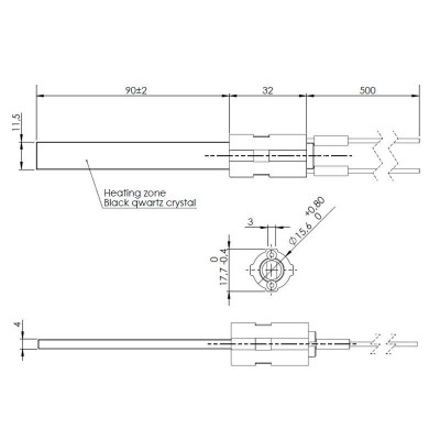 Gloeibougie pelletkachel met zwart kwartskristal voor Eco Spar, BURNiT, Palazzetti, VistaFlame, Whitfield, Lennox en anderen, totale lengte 122mm, 400W - Productenvergelijking