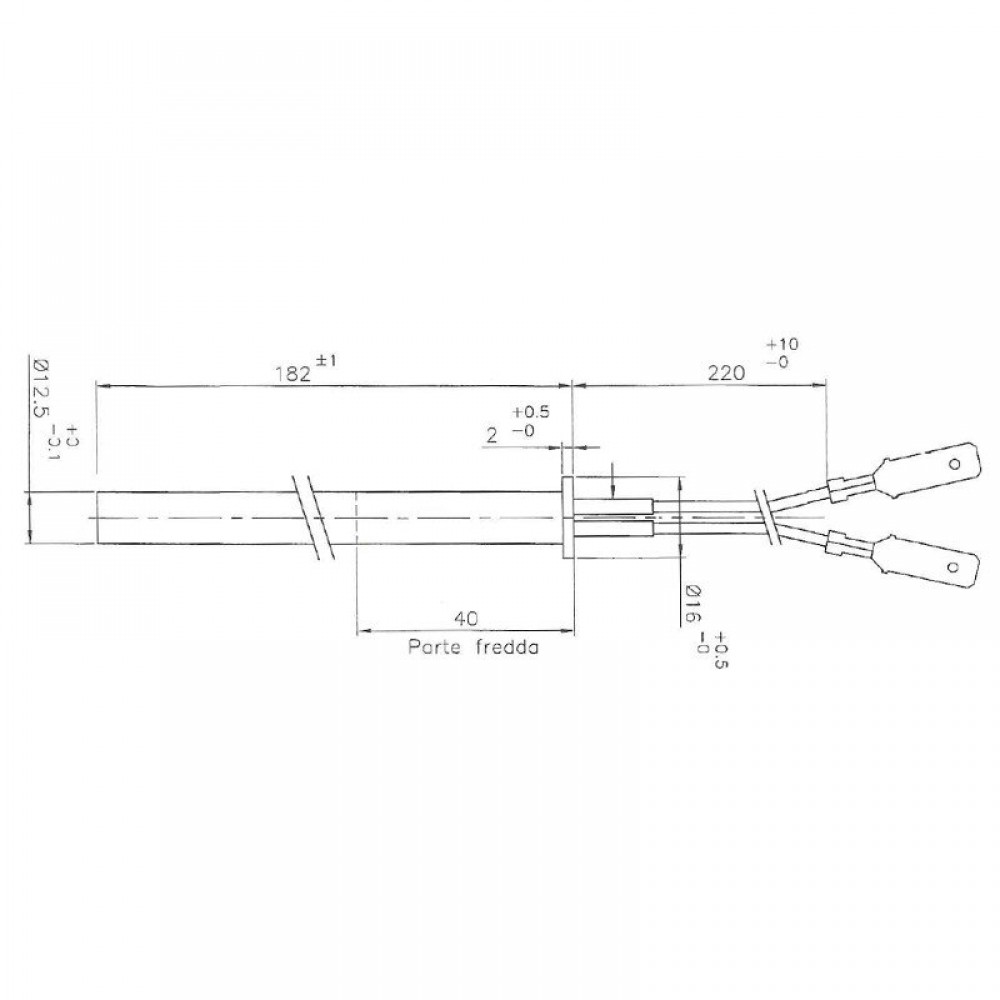 Gloeibougie pelletkachel Edilkamin, Thermorossi en anderen, totale lengte 182mm, 350W | Gloeibougie voor pelletkachel | Pelletkachel onderdelen |