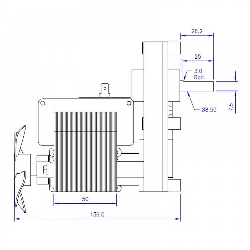 Vijzelmotor pelletkachel Mellor FB1146, 5.3RPM voor Ecoteck, Lincar, Moretti Design, Ravelli, Thermorossi, Ungaro en anderen | Vijzelmotor voor pelletkachel | Pelletkachel onderdelen |