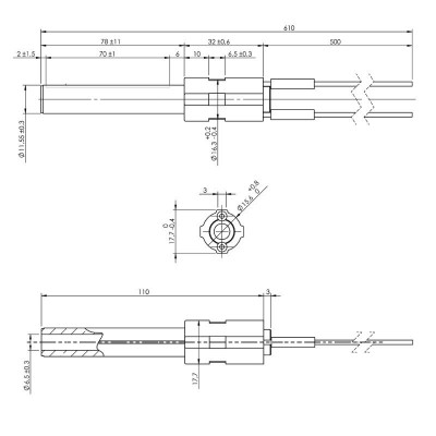 Keramische gloeibougie pelletkachel BURNiT, Palazzetti en anderen, totale lengte 113mm, 260W - Pelletkachel onderdelen