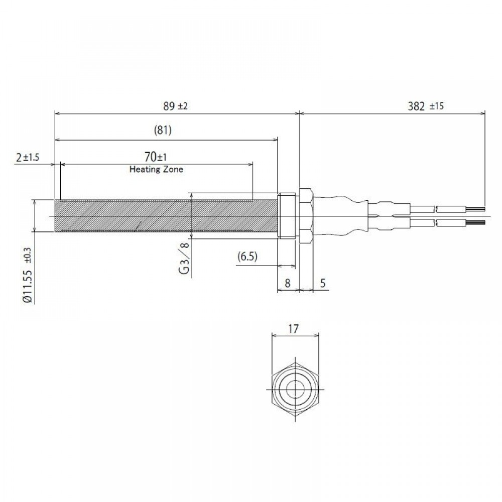 Keramische gloeibougie pelletkachel La Nordica, Ecoteck, Karmek One, Ravelli en anderen, totale lengte 94mm, 300W - x3 | Gloeibougie voor pelletkachel | Pelletkachel onderdelen |