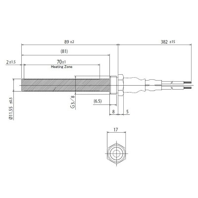 Keramische gloeibougie pelletkachel BURNiT, Deville en anderen, totale lengte 94mm, 300W - Pelletkachel onderdelen
