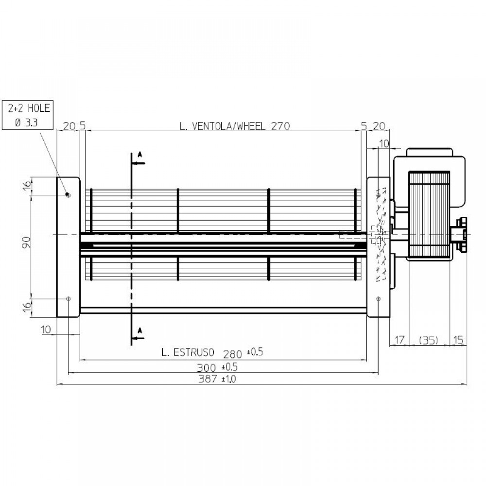 Tangentiële ventilator voor pelletkachels Sideros, met Ø80 mm, debiet 305 m³/h | Ventilatoren en blazers voor pelletkachel | Pelletkachel onderdelen |