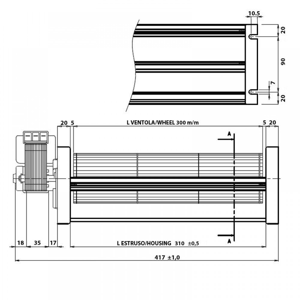 Tangentiële ventilator Prisma, met Ø80 mm, debiet 250 m³/h | Ventilatoren en blazers voor pelletkachel | Pelletkachel onderdelen |