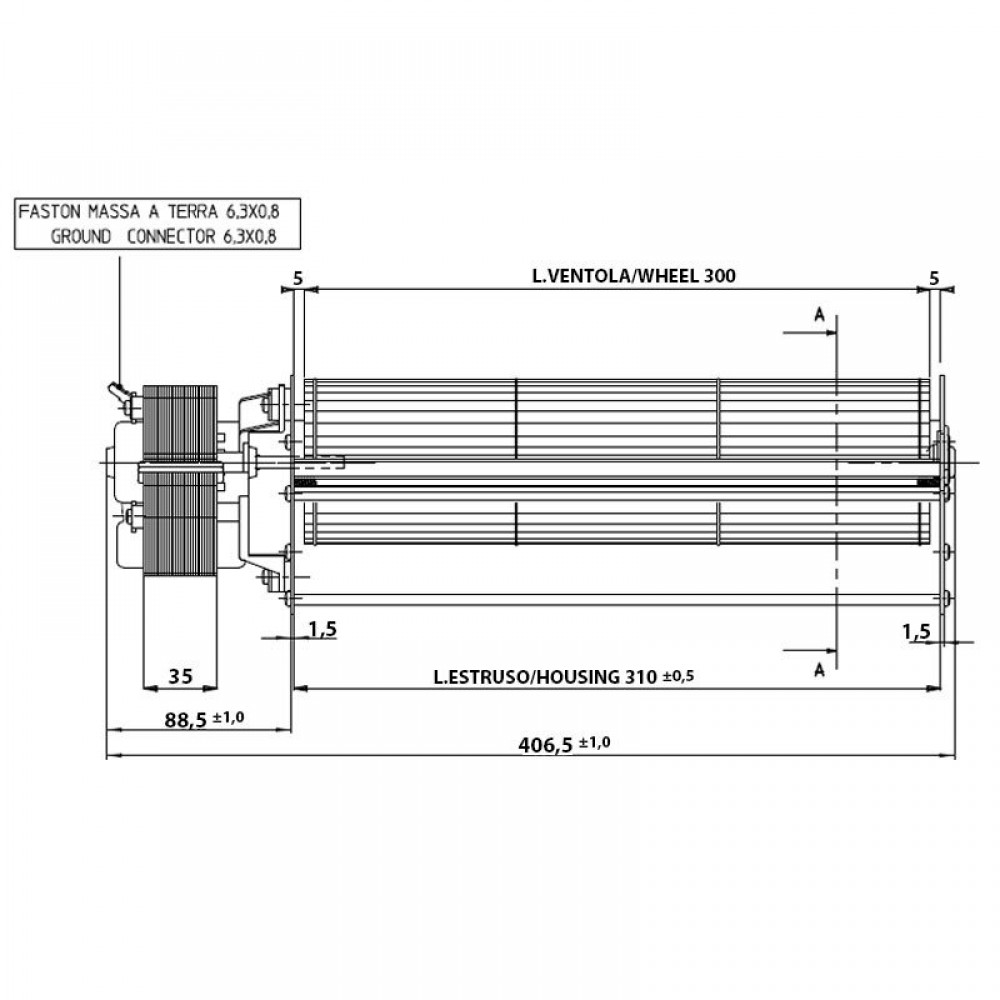 Tangentiële ventilator met Ø80 mm, debiet 175/195 m³/h | Ventilatoren en blazers | Pelletkachel onderdelen |