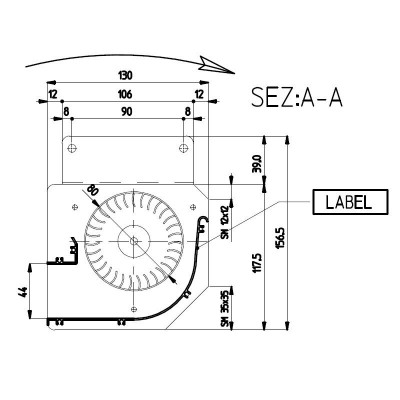 Tangentiële ventilator voor pelletkachels Edilkamin en anderen met Ø80 mm, Flow 485 m³/h - Fergas