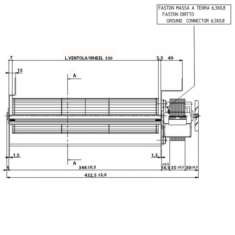 Tangentiële ventilator voor pelletkachels Edilkamin en anderen met Ø80 mm, Flow 485 m³/h | Ventilatoren en blazers voor pelletkachel | Pelletkachel onderdelen |