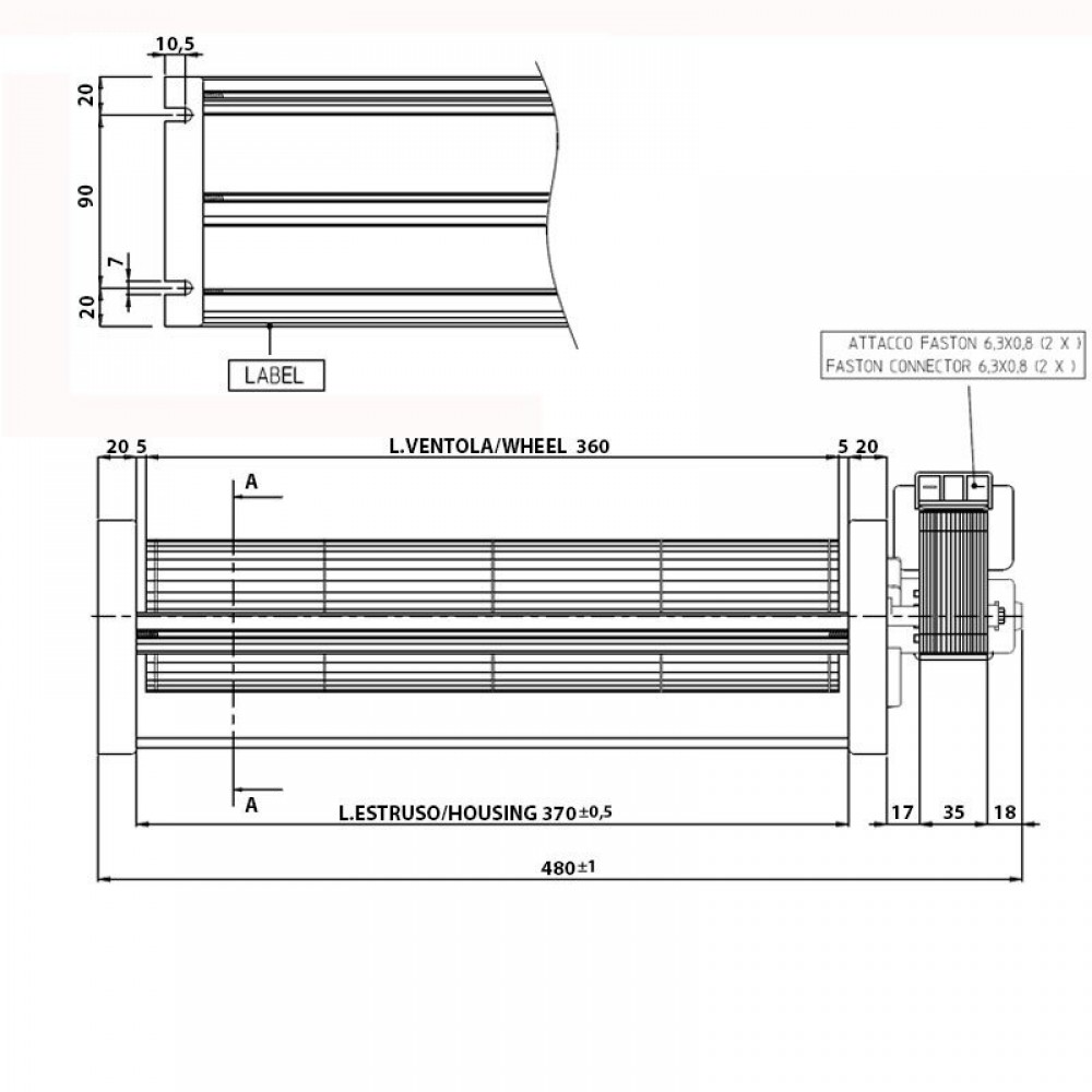 Tangentiële ventilator voor pelletkachels Eva Calor, Prisma, met Ø80 mm, Flow 251-302 m³/h | Ventilatoren en blazers voor pelletkachel | Pelletkachel onderdelen |