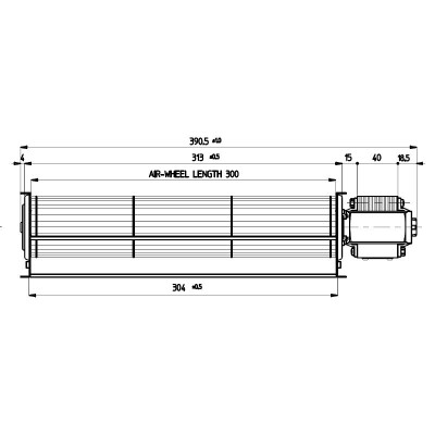 Tangentiële ventilator Fergas voor pelletkachels Cadel, Edilkamin en anderen met Ø60 mm, Debiet 255 m³/h - Fergas