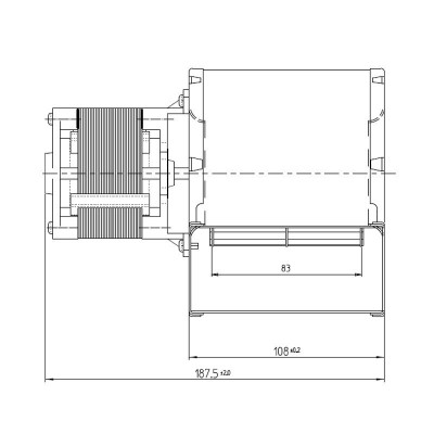 Centrifugaalventilator Fergas voor pelletkachels Ecoforest, Edilkamin, Italiana Camini, debiet 258 m³/h - Productenvergelijking