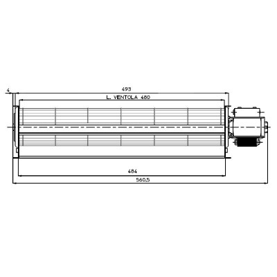 Tangentiële ventilator Fergas voor pelletkachels Edilkamin, Cadel, met Ø60 mm, Debiet 250 m³/h - Fergas