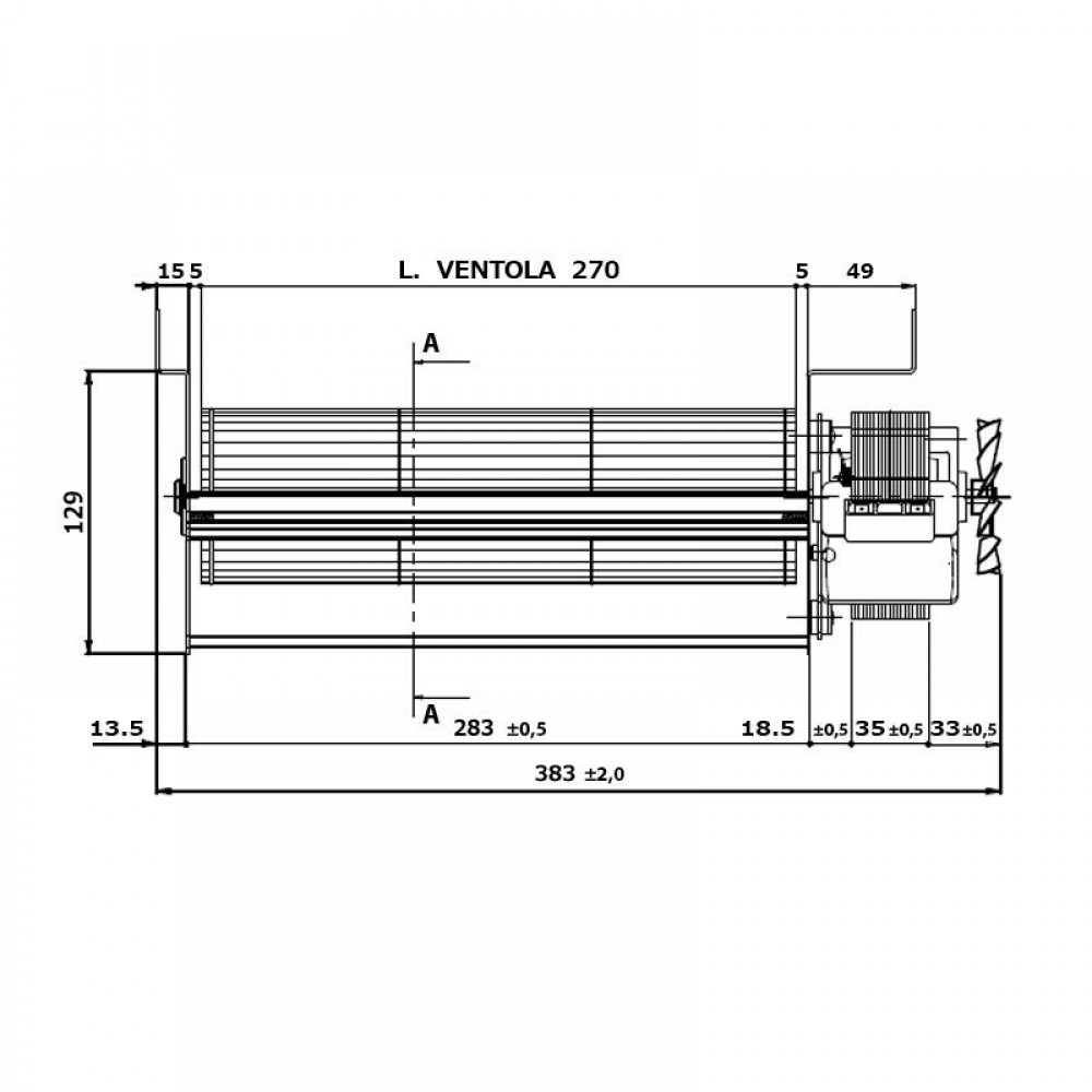 Tangentiële ventilator Fergas voor pelletkachels Edilkamin en anderen met Ø80 mm, Flow 337 m³/h | Ventilatoren en blazers voor pelletkachel | Pelletkachel onderdelen |